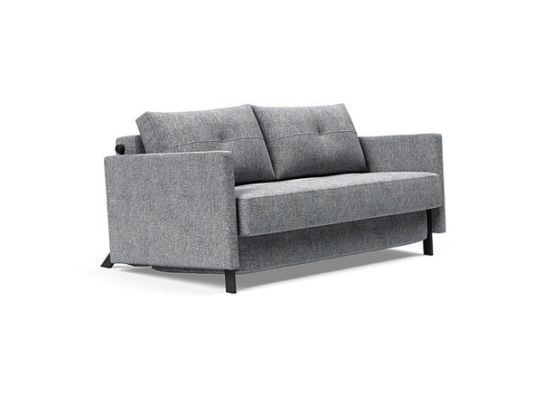 SOFÁ CAMA CUBED 02 WOOD / APOYABRAZOS - Tela Gris