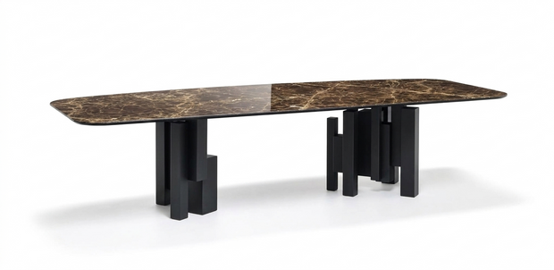 MESA DE COMEDOR SKYLINE CERAMIK -  Emperador/Black