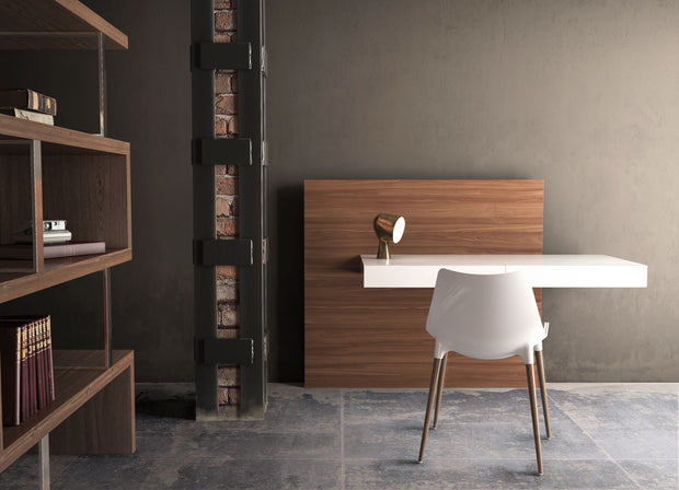 ESCRITORIO WALKER - Blanco y walnut