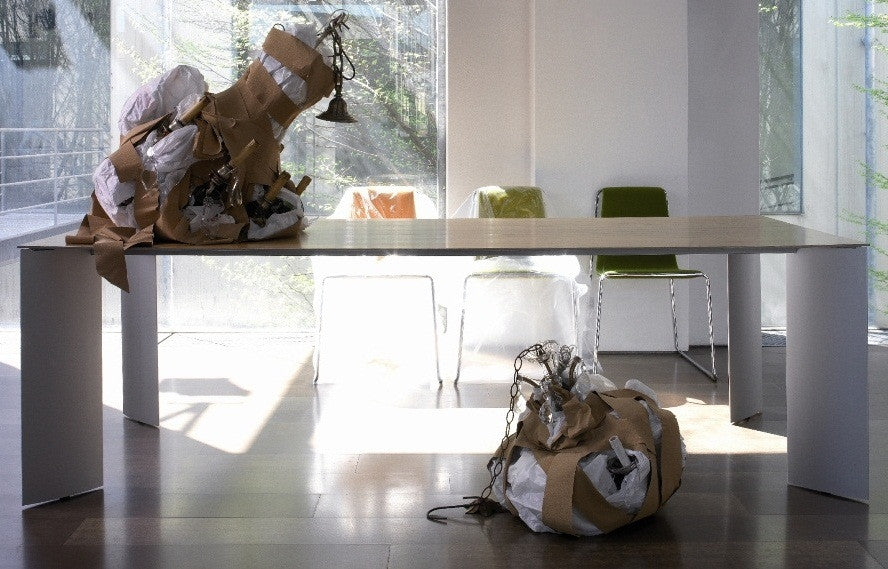 MESA DE COMEDOR EVO - Blanco y Walnut