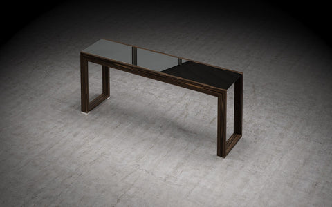 CONSOLA HANOVER - Vidrio negro y Cathedral ebony